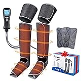 Air Compression Leg Massager with Heat, Foot and Leg Massager for Circulation and Pain Relief, Leg Wraps Massage Boots Machine for Home Use with Portable Handheld Controller - 4 Modes & 4 Intensities