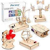 Poraxy STEM Kits for Kids Ages 8-10-12, 5 in 1 Educational Science Kits Experiment Model Building Projects, Wooden 3D Puzzles, Crafts, Toys Gifts for Boys and Girls 8 9 10 11 12 13 14 Years Old