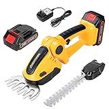 SCHTUMPA 2-in-1 Cordless Grass Shear, 24V Mini Hedge Trimmer Cordless, 1260-RPM Handheld Grass Trimmer Cordless, Electric Bush Trimmer Cordless, Lithium-Ion Battery and Charger Included