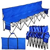 Topeakmart 6 Seats Portable Folding Heavy Duty Bench Sport Sideline Bench with Carry Bag Blue