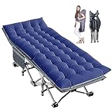 LILYPELLE Folding Camping Cot, Heavy Duty Sleeping Cots with Carry Bag, Double Layer Oxford Portable Travel Camp Cots for Home, Office Nap and Outdoor Beach