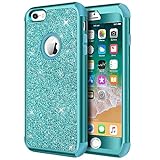 Hython Compatible with iPhone 6/6s Case, Heavy Duty Full-Body Defender Protective Case Bling Glitter Sparkle Hard Shell Hybrid Shockproof Rubber Bumper Cover for iPhone 6 and 6s 4.7-Inch, Teal