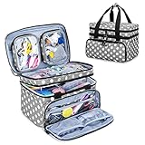 BAFASO Double Layer Sewing Accessories Organizer with 2 Detachable Pouches, Large Sewing Storage Bag for Sewing Tools (BAG ONLY), Polka Dots