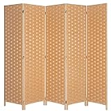 Freestanding Room Dividers, Privacy Screen Panel, Foldable Partition, Furniture for Home, School, Church, Office, Classroom, Dorm Room, Studio, Conference,6 Ft Tall ,16' Wide, 5 Panel, Light Beige