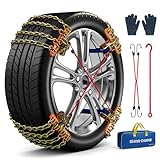 QIYISS Emergency Snow Chains, Tire Chains for Car SUV Pickup Trucks, Adjustable Portable Universal Thickening Anti-skid Snow Tire Chains for Tire Width 195-265mm, 8 Pack (YKL05)