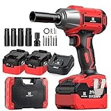 Avhrit Cordless Impact Wrench 1/2 Inch, 480Ft-lbs(650Nm) Brushless 1/2 Impact Gun w/ 2x 4.0 Batteries, Fast Charger, 4 Sockets, 6 Screws, Electric Impact Wrench for Home Car Tires