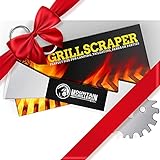 Mountain Grillers BBQ Grill Grate Scraper Wide Portable Grill Scrubber Fits Almost Any Grill, Griddle, Smoke Oven Grate Compact Non Slip Stainless Steel Grill Cleaner Tool with Built-in Bottle Opener