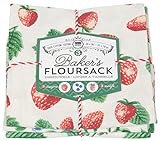 Now Designs Berry Patch Cotton Floursack Kitchen Dish Towels 20 x 30in, Set of 3, Red, Blue, Green, White