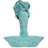 Mermaid Tail Blanket, 74''x 35'' Crochet Wearable Mermaid Blankets Seasons Cute Cozy Soft Handmade Sleeping Bag, Best Easter Gift for Kids Teens Adult