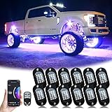 YiLaie RGB LED Rock Lights, 180 LEDs Lights with Phone App/Remote Control & Timing & Music Mode Rock Lights Kits, Waterproof Underglow Light for ATV RZR UTV SUV Off Road AUTO Motorcycle (12 Pods)