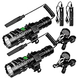 X.Store 2 Pack LED Flashlight with Rail Mount, USB Picatinny Flashlights 4000 High Lumen LED Weapon Light, 5 Modes Rifle Light - Remote Switch Included