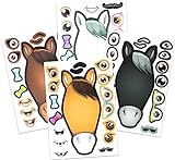 24 Make A Horse Sticker Sheets - Includes Brown, Black, & White/Grey Horses - Fun Craft Activity for Children - Perfect Party Favors for Horse, Petting Zoo & Barn Themed Birthday Parties