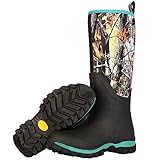 HUNTIT Rubber Hunting Boots for Women Insulated Rubber Boots Waterproof Women Hunting Boots 6mm Neoprene Outdoor Camo Boots(Mint Green,9)