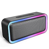 Kunodi Bluetooth Speaker, Bluetooth 5.3 Wireless Portable Speaker with 10W Stereo Sound, Party Speakers with Dynamic RGB Light,18-Hour Playtime,IPX5 Waterproof Speakers for Outdoors, Travel