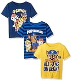 Nickelodeon Little Boy's 3-Pack Paw Patrol Short Sleeve Shirt Set for Toddlers, Yellow/Blue, 4