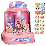 Mini Claw Machine for Kids，Electronic Dispenser Arcade Game Toys,Kids Vending Pink Machines with 6 Dolls 10 Capsule Toys, Grabber Plush,Adjustable Sounds and Music, Gifts for Girls Adults