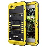 Mitywah Waterproof Case for iPhone 7, iPhone 8 Heavy Duty Military Grade Armor Metal Case, Full Body Protective Rugged Shockproof Thick Dustproof Strong Case for iPhone 7/8, Yellow