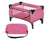 fash n kolor Doll Pack N Play Crib Polka Dot Design Fits up to 18' Dolls Blanket and Carry Bag Included
