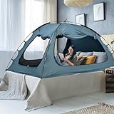 SUNYRISY Bed Tent Queen Size Bed Canopy, Indoor Tent for Adult and Kids, 3 Doors Breathable Portable Dream Tent, 80% Blackout Private Space Sleeping Tents