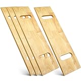 BBTO 4 Pcs 30 x 8 x 0.79 Inch Wooden Transfer Board Heavy Duty Slide Board Wheelchair Commode Sliding Board for Transfers of Seniors and Handicap Assist and Slide Transfers with 2 Hand Cutouts