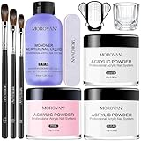 Morovan Acrylic Nail Kit - Acrylic Powder and Professional Acrylic Liquid set for Acrylic Nails Extension for Beginner DIY at Home 3 Colors