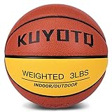 KUYOTQ 3lbs Weighted Basketball Composite Indoor Outdoor Heavy Trainer Basketball for Improving Ball Handling Dribbling Passing and Rebounding Skill | deflated, Size 7