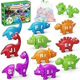 Kasfalci Alphabet Learning Toys, Dinosaur Toys for Kids, ABC Learning for Toddlers, Matching Letter Game,Color Sorting,Educational Montessori Fine Motor Toys,Kindergarten Preschool Learning Activities