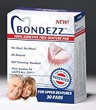 Bondezz Adhesive Free Denture Pads | Upper Denture | 30 Pack | Secure & Comfortable Fit | No Glue/No Mess | All Day Suction | Denture Glue Alternative | Safe, Natural & Non-Toxic