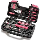 Cartman Pink 39Piece Tool Set General Household Hand Tool Kit with Plastic Toolbox Storage Case