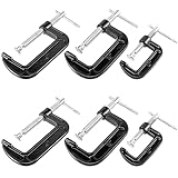 MUKCHAP 6 PCS 3 Size C-clamp Set, 2' 3' 4' Small C Clamps, Mini G Clamps for Woodworking or Metal Workpiece, Black