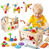 GraceDuck Kids Tool Bench Wooden Set Toys - Montessori Toys for 2 3 4 5 Year Old Workbench Boy Girl Construction Toys for 2 Year Old Boy Educational STEM Toys Christmas Birthday Gifts for Boys & Girls