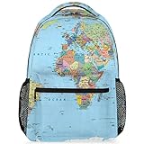 AUUXVA World Map Backpack for Middle High School,Geography Education College Bookbag for Teen Girls Boys, Travel Laptop Backpacks for Womens Men, Elementary Kids School Bag, Casual Daypack