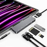 iPad Pro USB C Hub, 4K 60Hz HDMI 7-in-1 Adapter for iPad Pro M2 2022 2021 12.9 11 inch iPad Air 5 Docking Station, USB-C PD, SD/TF Card Reader, USB 3.0, 3.5mm Headphone Jack, iPad Mini 6 Accessories