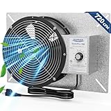 ALORAIR 720 CFM High Flow Powered Crawl Space Ventilation Fan, IP55 Rated 10' Basements Vent Fan with Freeze Protection Thermostat & Dehumidistat, for Crawlspace, Garage, Basements, Attic, Exhaust