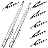 NEPAK 2 Pack Tungsten Carbide Scriber with Magnet,with Extra 12 Replacement Marking Tip,Etching Engraving Pen for Glass/Ceramics/Metal Sheet