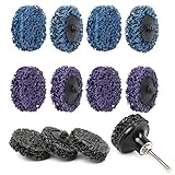 LotFancy Stripping Disc, 12PCS 2” Easy Strip and Clean Quick Change Discs with 1 Disc Pad Holder, Paint and Rust Remover Stripper, Silicon Carbide Abrasive Wheel, Blue Black Purple Assortment