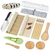Sushi Making Kit, Sushi Roller Set, All in One Sushi Maker Kit, with Bamboo Rolling Mat, Sushi Bazooka, Chopsticks Holders, Rice Paddle, Avocado Slicer for Beginners, Kids, Family, Friends, Home