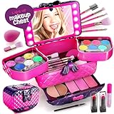 Light Up Makeup Kit for Kids - Real Girls Make Up Sets - Gifts Little Girl 3 4 5 6 7 8 Year Old Ages - Christmas Toys Birthday Gift Ideas Age 3-10 Years - Maquillaje para Niñas - Pretend Play Kits