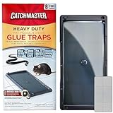Catchmaster Rat & Mouse Glue Traps with Sticky Putty 6Pk, Large Bulk Glue Rat Traps, Mouse Traps Indoor for Home, Pre-Scented Adhesive Plastic Tray, Snake, Mice, & Spider Traps, Pet Safe Pest Control