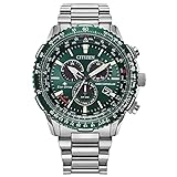 Citizen Men's Promaster Air Eco-Drive Pilot Chronograph Watch, Atomic Timekeeping Technology, 12/24 Hour Time, Power Reserve Indicator, Luminous Hands and Markers, Sapphire Crystal, Stainless/Green Dial