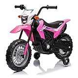 Kids Ride on Motorcycle, Licensed Honda 6V Kids Electric Battery Powered Rechargeable Motorbike, Detachable Training Wheels, Engine Sounds, Birthday Gift for Children Girls Boys, Pink