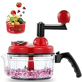 Geedel Hand Food Chopper, Quick Manual Vegetable Processor, Easy To Clean Rotary Dicer Mincer Mixer Blender for Onion, Garlic, Salad, Salsa, Nuts, Meat, Fruit, Ice, etc
