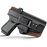 G19 Holster - Compatible with Glock 19/19X (Gen 3-5) Glock 44/45 Glock 23/32 (Gen 3-4) - IWB Holster - Right Hand - Inside Waist Concealed Carry Accessories - Kydex and Leather Hybrid by MUNALO