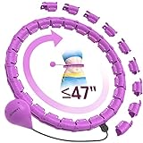Smart Weighted Hoola Hoop Plus Size for Adults Weight Loss,2 in 1 Waist Fitness Exercise Hoola Hoops, 24 Knots Detachable & Size Adjustable,with Ball Auto Rotate 360 Degree for Kids and Women