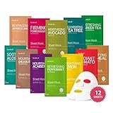 Sheet mask by Glam Up Facial Sheet Mask 12 Combo (Pack of 12) - Face Masks Skincare, Hydrating Face Masks, Moisturizing, Brightening and Soothing, Beauty Mask For All Skin Type