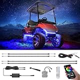 Roykaw Golf Cart Underglow LED Strip Lights Accent Neon Lighting Kit for EZGO Yamaha Club Car, Million Colors/Waterproof IP68/Sync to Music, 12V - 80V Input (No Need Extra Voltage Reducer) - 4 PCS