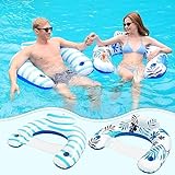 Inflatable Pool Floats for Adults, 2 Packs U-Seat Inflatable Chair Floaties Pool Chair Pool Rafts Pool Seat Lounger with Cup Holder Kids