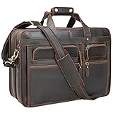 Polare Modern Messenger Bag with Retro Feel Men’s Laptop Briefcase with Full Grain Leather Fits for 15.6'' Laptop