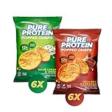 Pure Protein Popped Crisps Variety Pack, Hickory Barbecue and Sour Cream & Onion, High Protein Snack, 12G Protein, 1.27oz., 12 Count