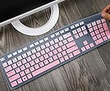 Silicone Keyboard Skin Cover Compatible with Dell Desktop KM636 KB216 Keyboard, Dell Optiplex 5250 3050 3240 5460 7450 7050, Dell Inspiron AIO 3475 3670 3477 All-in one Desktop Keyboard (Pink Ombre)